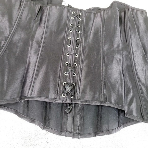 ADORE ME Black Corset PLUS SIZE 2XL XXL Lace Up Floral Beaded Lace Sparkle NEW - Picture 8 of 8